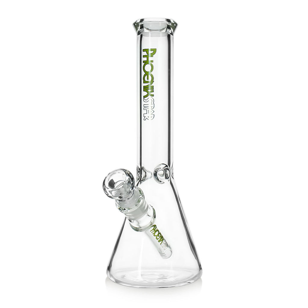 10-inch Phoenix Star green thick glass beaker bong available at Fat Ass Glass