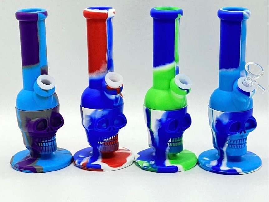 8" Silicone Skull Water Pipe