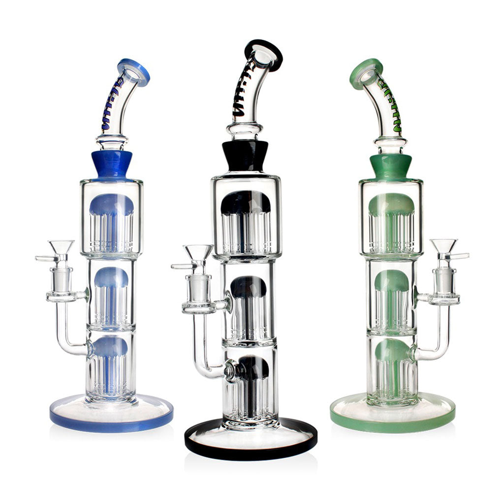 HITTN TRIPLE TREE PERC BENT NECK BONG