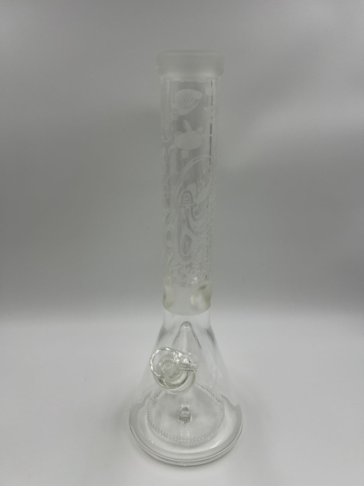 15" Milkyway Glass Sea Themed Sandblasted Beaker Bong with Pyramid Percolator