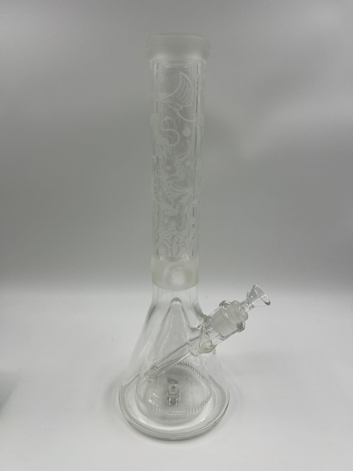 15" Milkyway Glass Sea Themed Sandblasted Beaker Bong with Pyramid Percolator