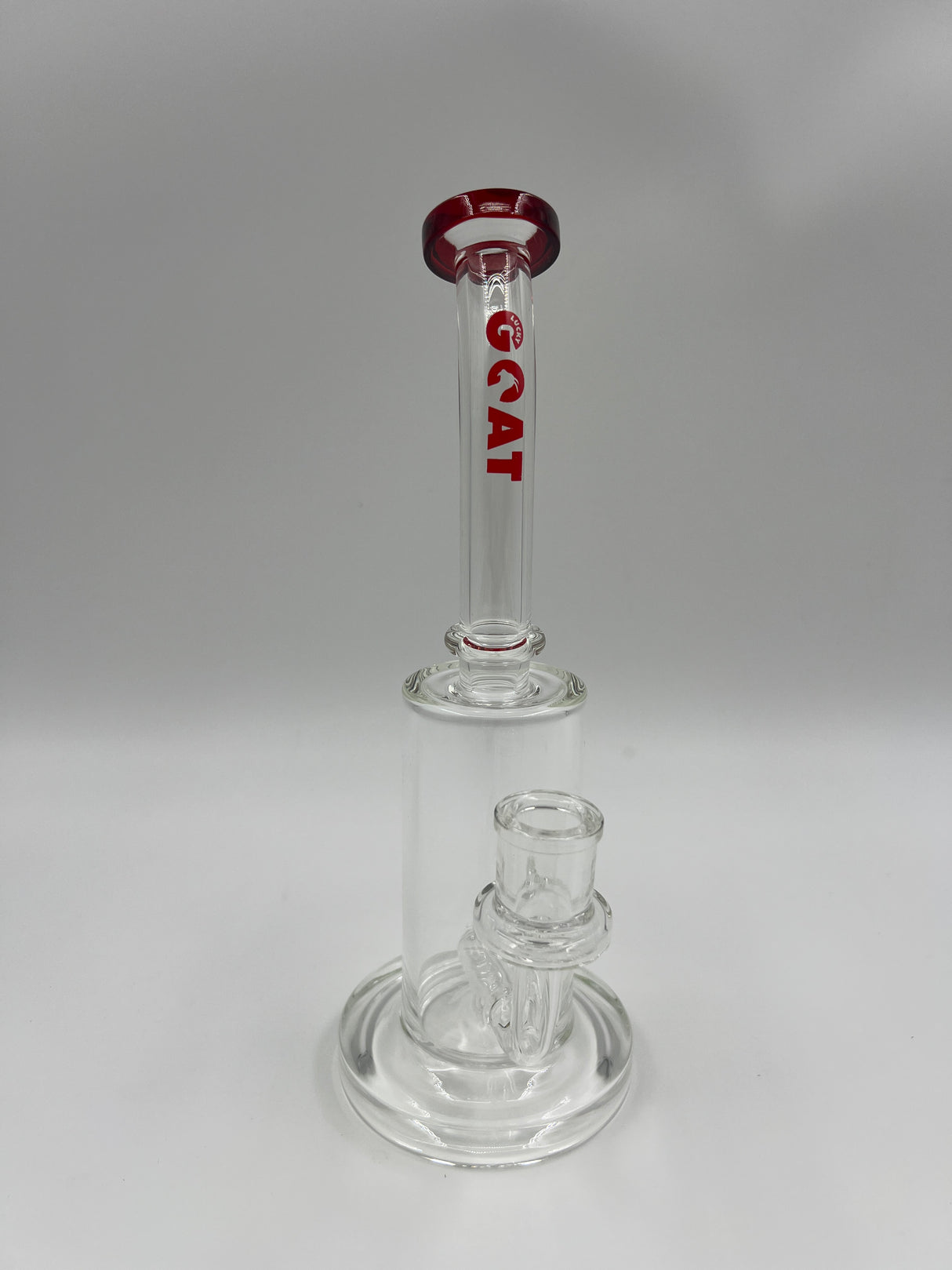 9" Red Lipped Inline Lucky Goat Glass Bent Neck