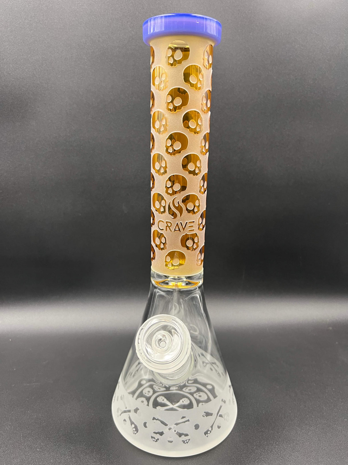 Skull & Bones Crave Glass Sandblasted Beaker Bong
