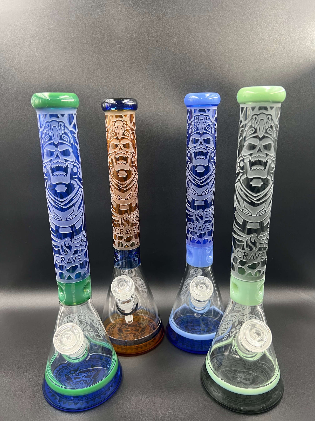 18" Crave Glass King Skull Sandblasted Beaker Bong