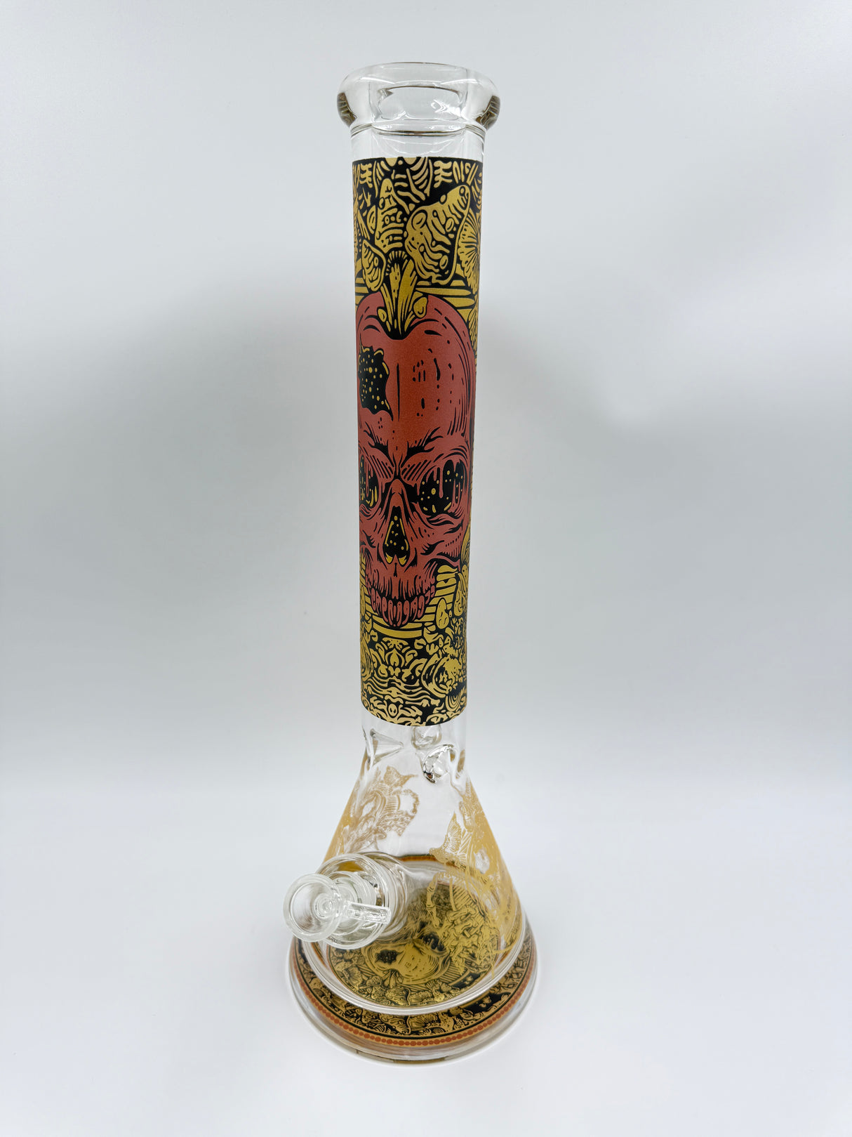 17" Red & Gold Intricate Skull Beaker