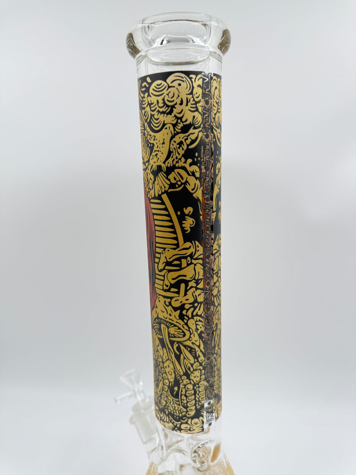 17" Red & Gold Intricate Skull Beaker