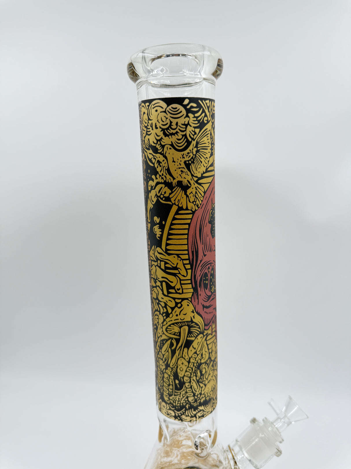 17" Red & Gold Intricate Skull Beaker