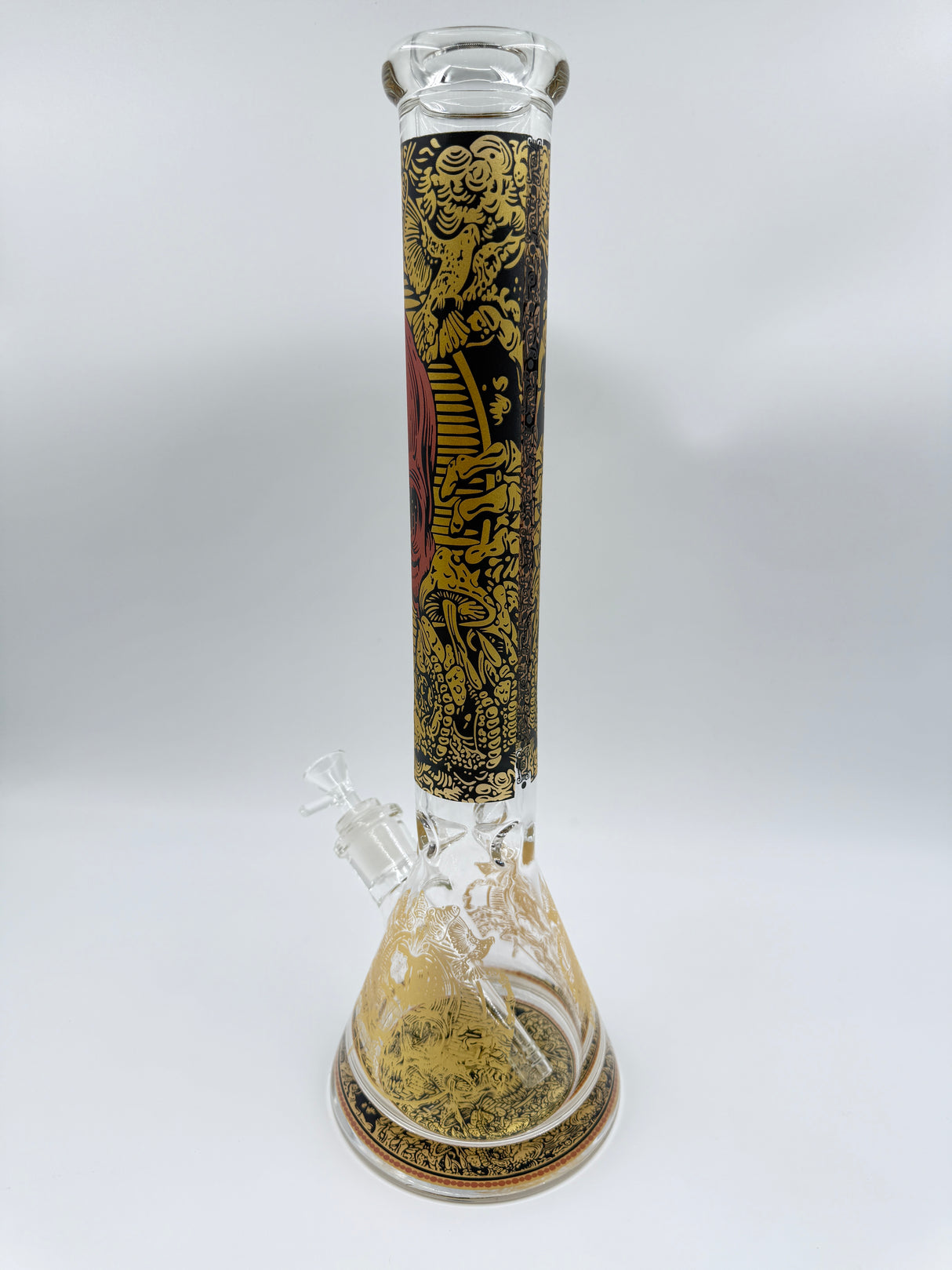 17" Red & Gold Intricate Skull Beaker