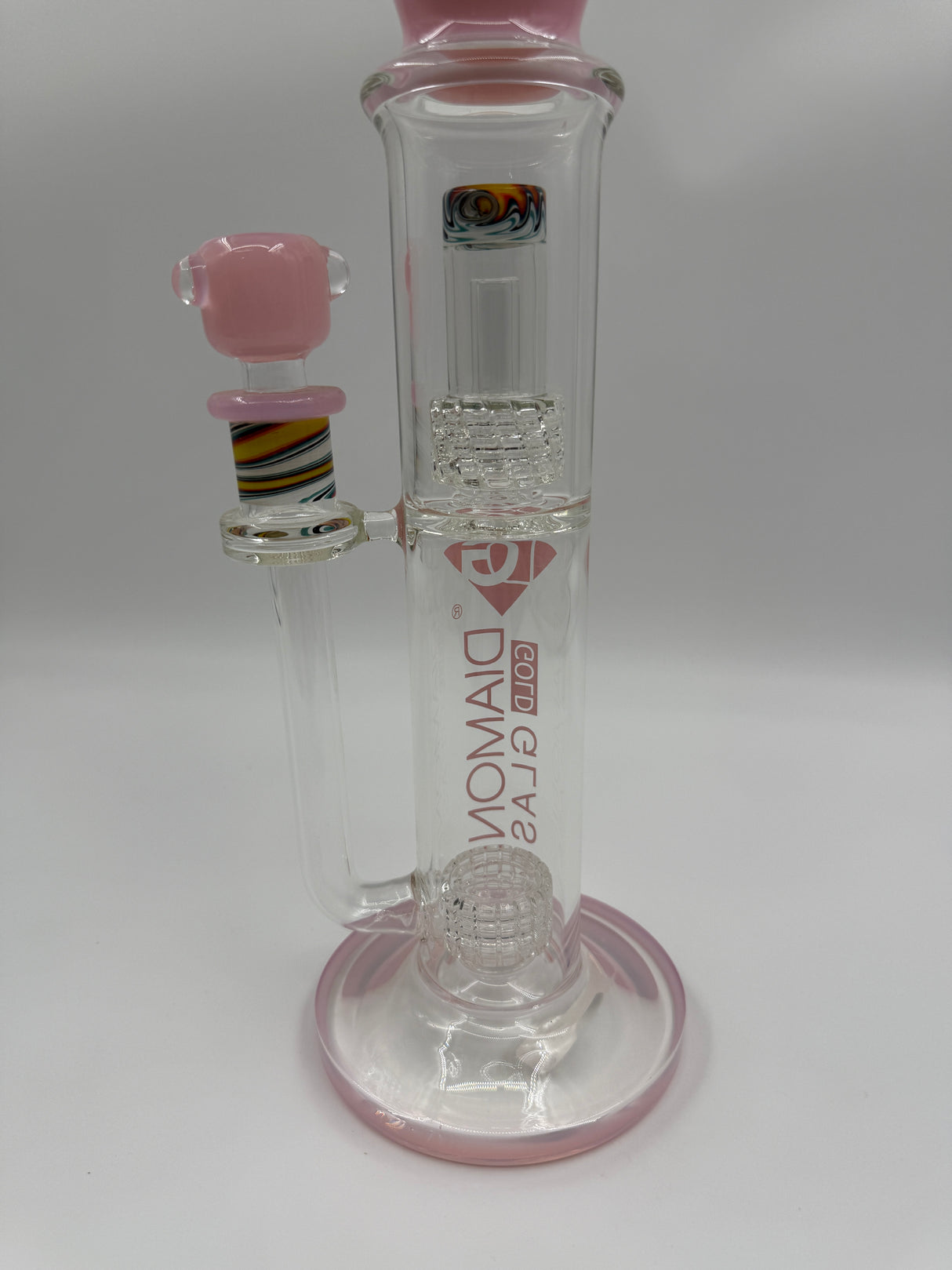 CLOSEOUT 16" Diamond Glass Double Matrix Perc Straight Tube Bong