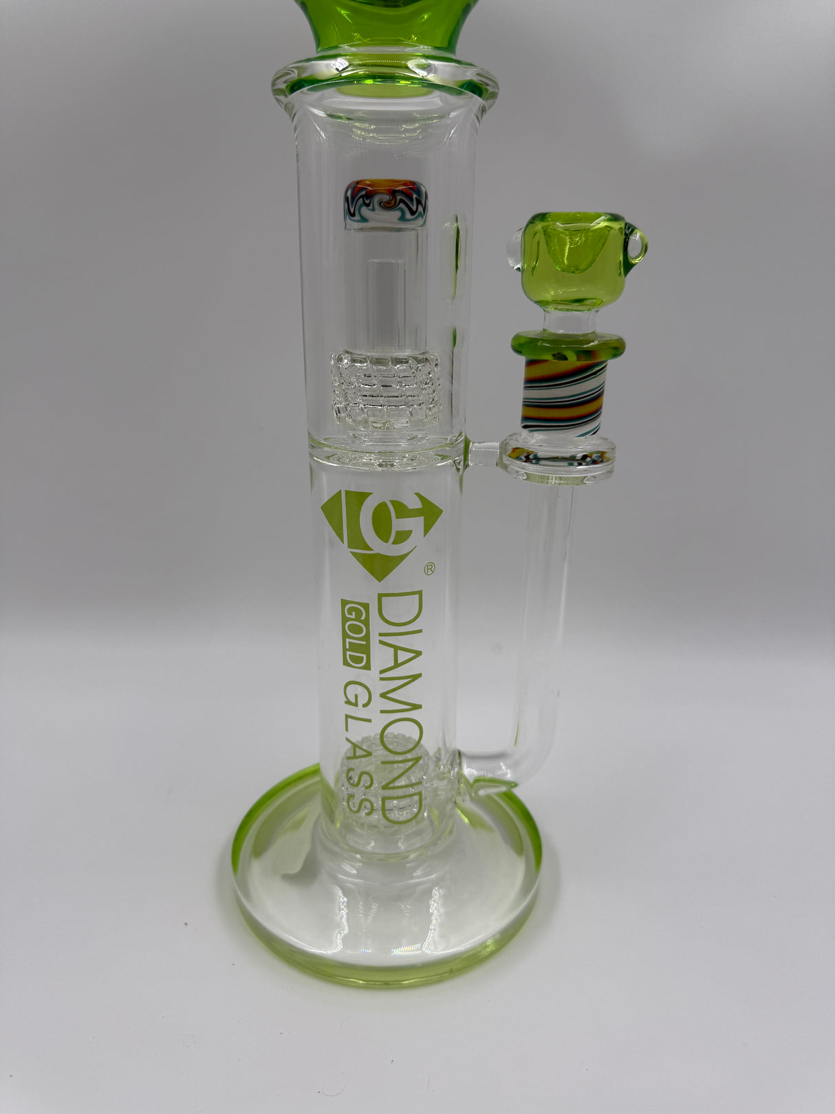 CLOSEOUT 16" Diamond Glass Double Matrix Perc Straight Tube Bong