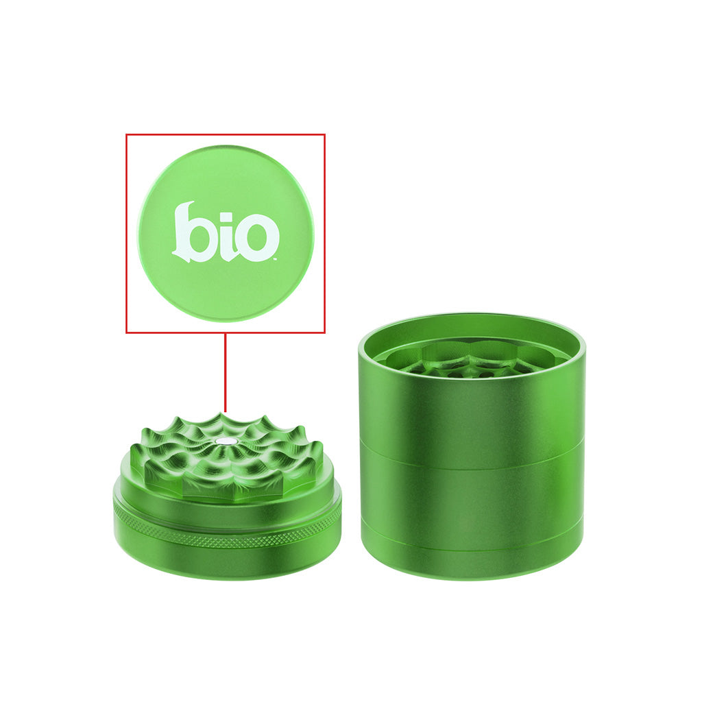 BIO 2.5-Inch 5-Piece Aluminum Web Toothless Grinder In Green With Magnetic Lid – FGC
