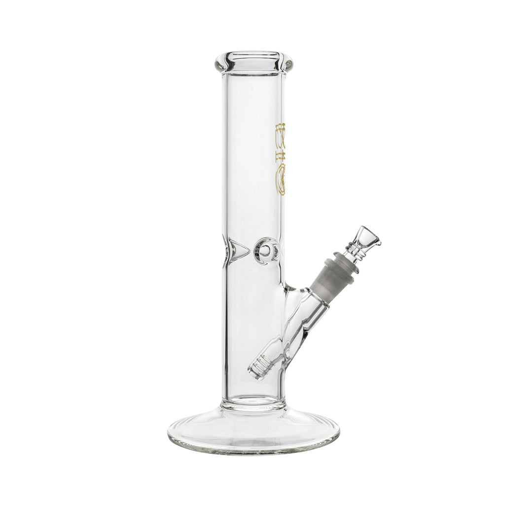 Left Side View Of The Bio 50 X 5 Straight Bong In Gold, 12-Inch Thick Glass Tube From Fat Ass Glass.