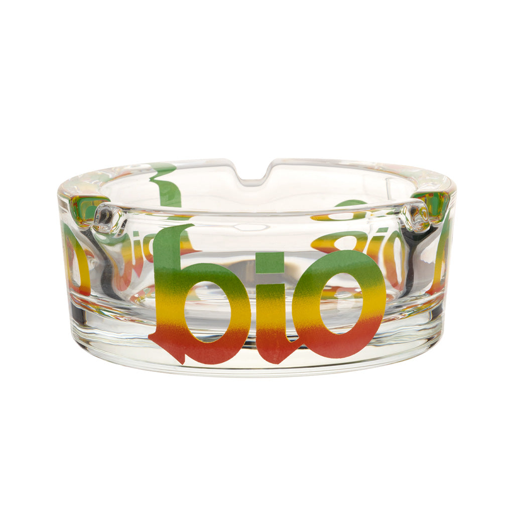 Front View Of BIO Classic Ashtray In Rasta With Bold BIO Logo