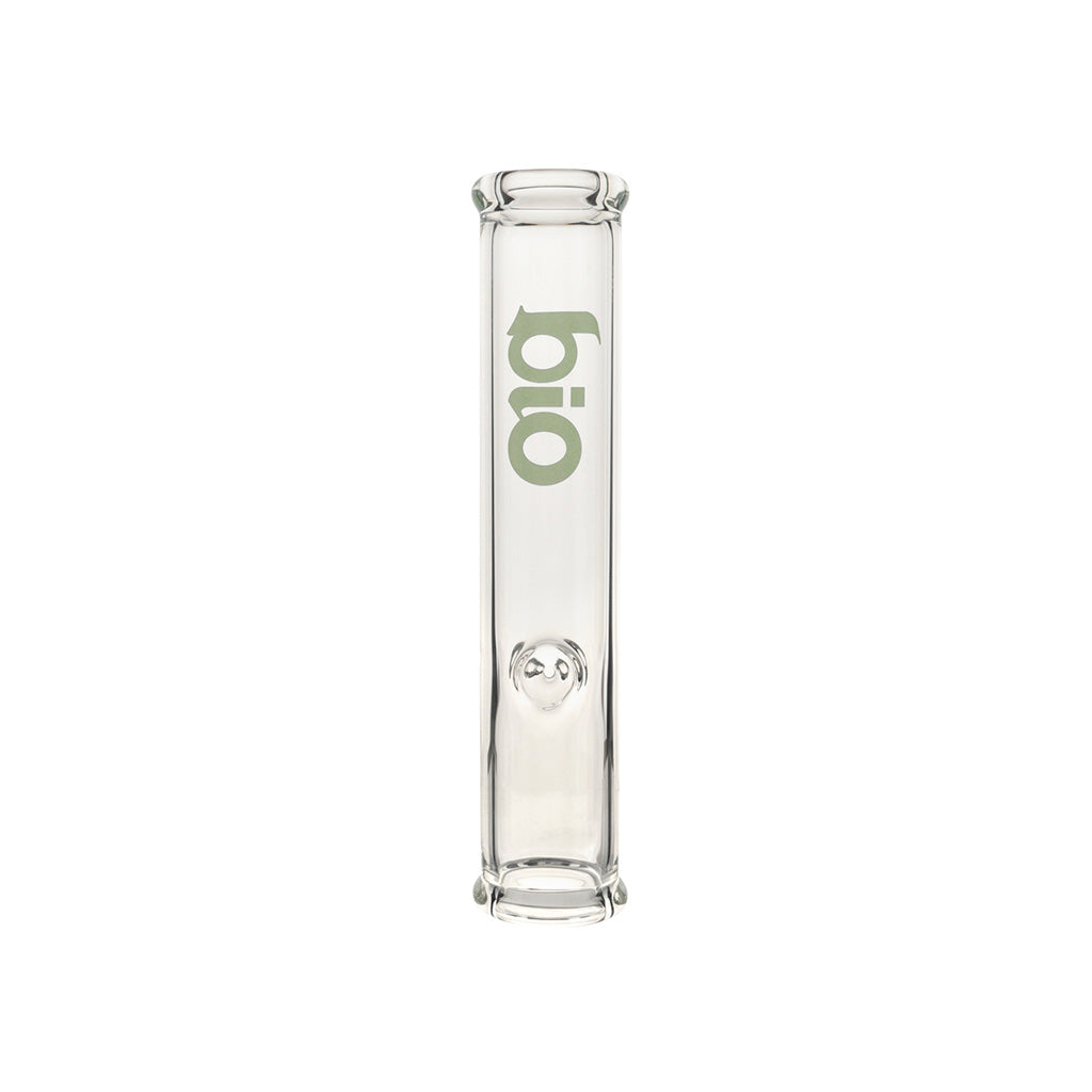 11-Inch BIO Steamroller Glass Pipe Front View with Green Logo At Fat Ass Glass