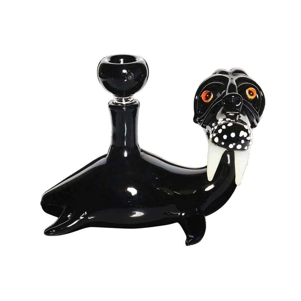 BLACK GLASS WALRUS NOVELTY WATER PIPE