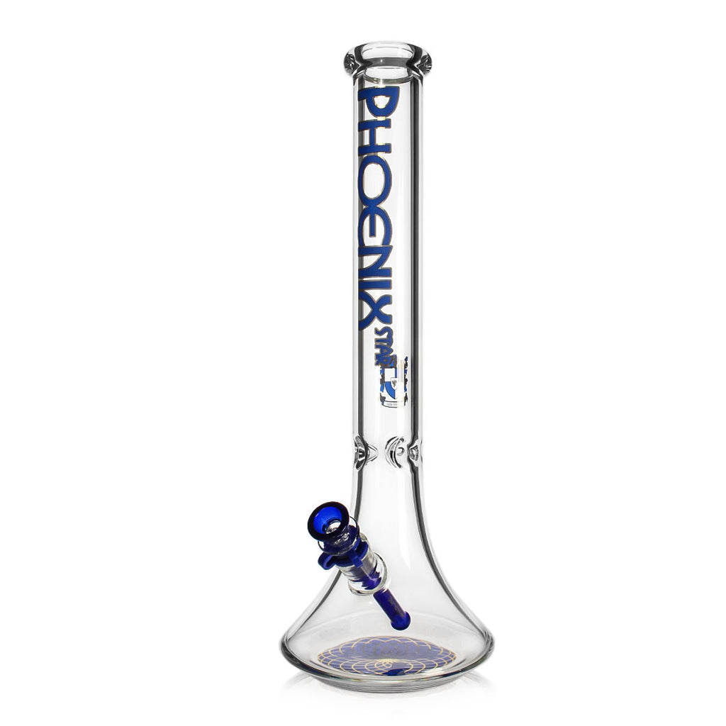 Buy Phoenix Star blue beaker bong, glass detail, fast shipping