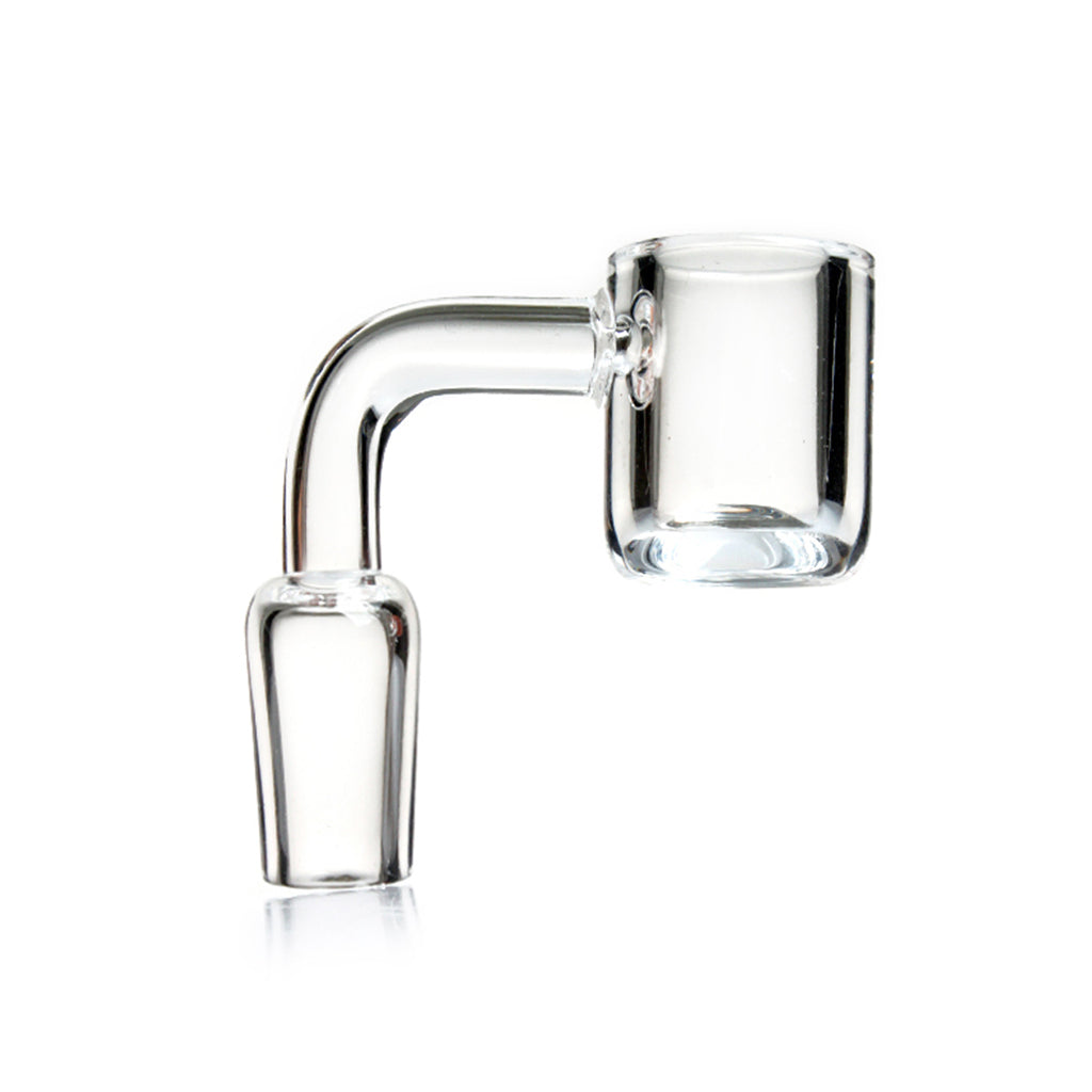 Top view of durable thick quartz banger showing deep bucket for dab rigs, premium clear nail available to buy at Fat Ass Glass online smoke shop
