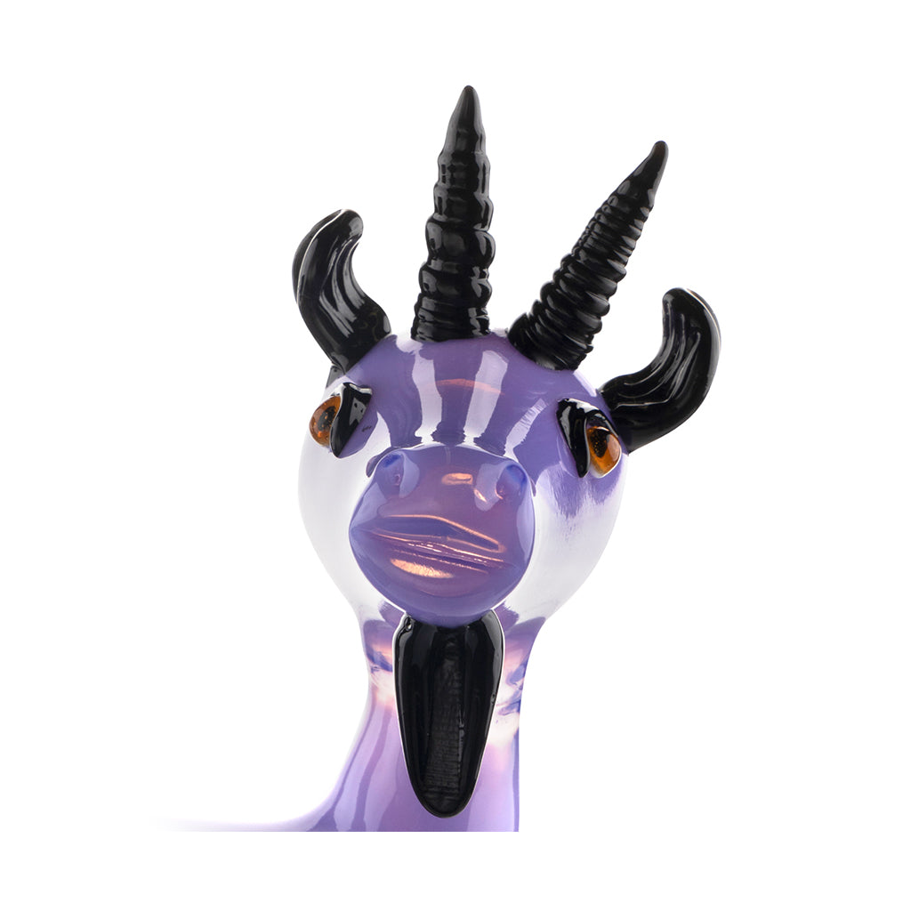 GOAT GLASS 5 INCH SLYME PURPLE AND BLACK NOVELTY WATER PIPE