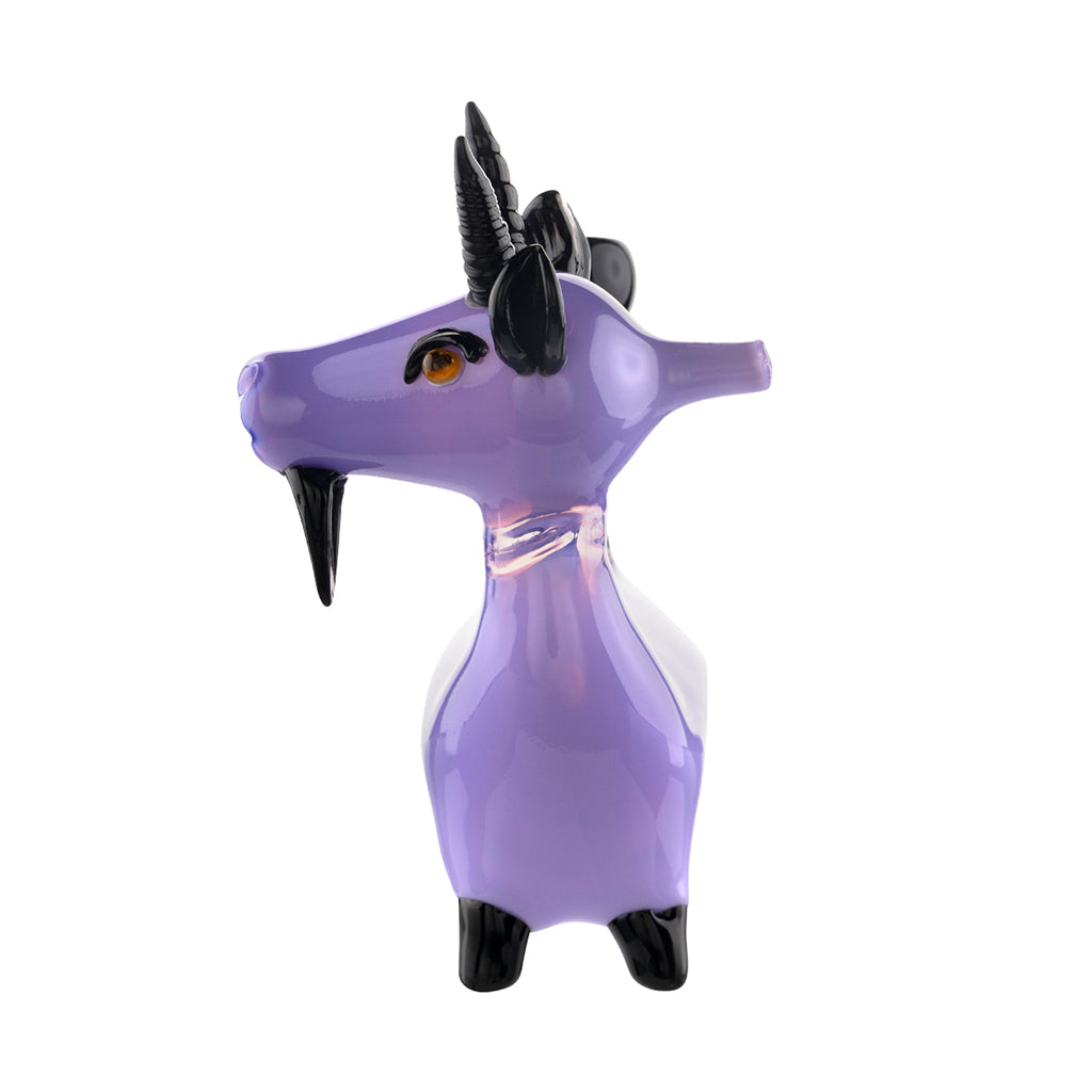 GOAT GLASS 5 INCH SLYME PURPLE AND BLACK NOVELTY WATER PIPE