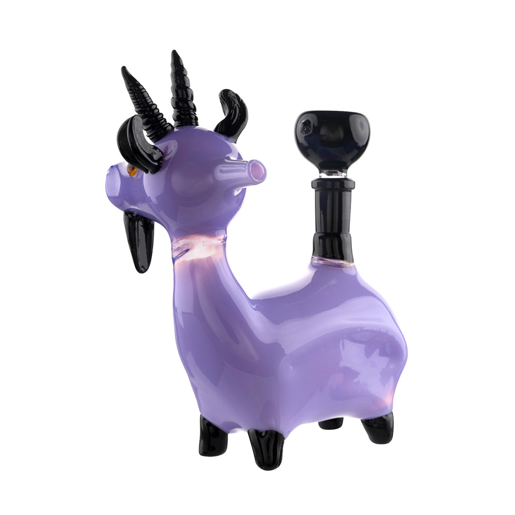 GOAT GLASS 5 INCH SLYME PURPLE AND BLACK NOVELTY WATER PIPE