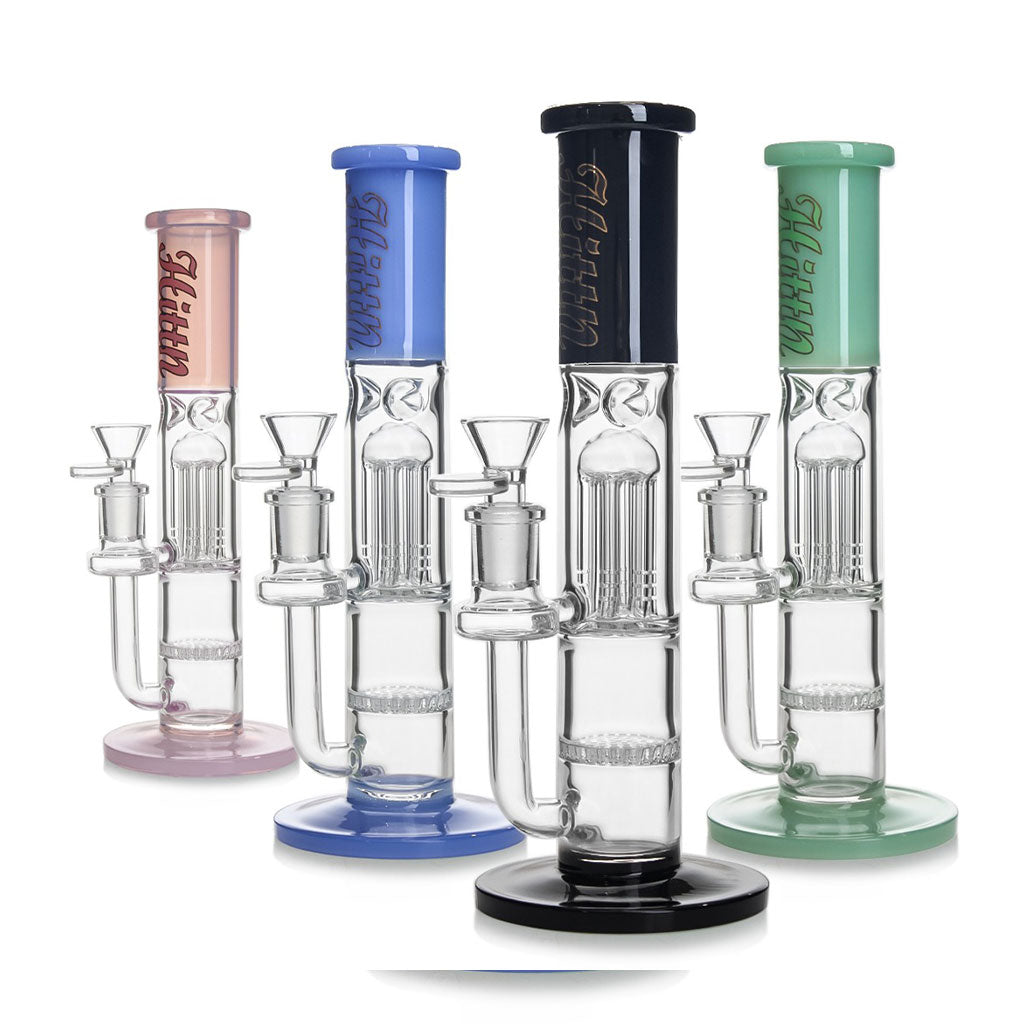 HITTN HONEYCOMB WITH 6-ARM TREE PERC STRAIGHT TUBE BONG