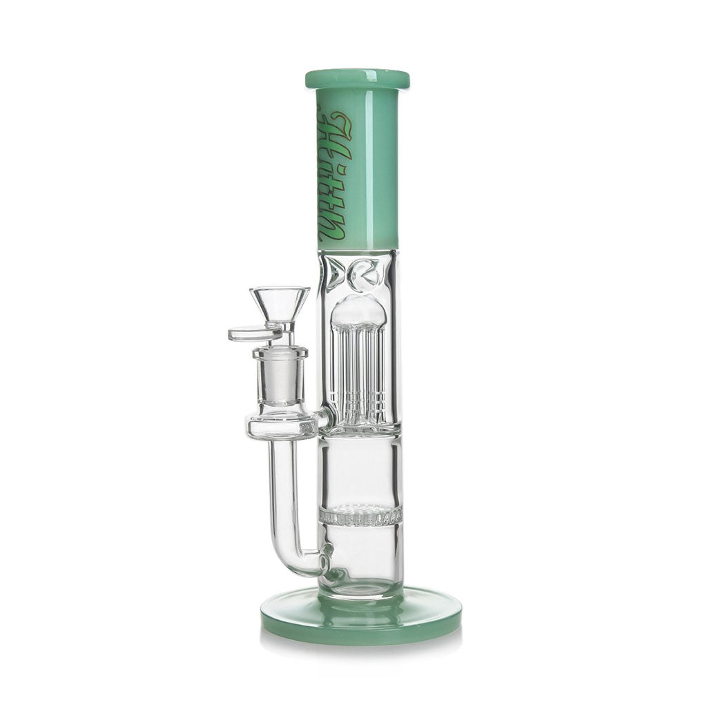 HITTN HONEYCOMB WITH 6-ARM TREE PERC STRAIGHT TUBE BONG