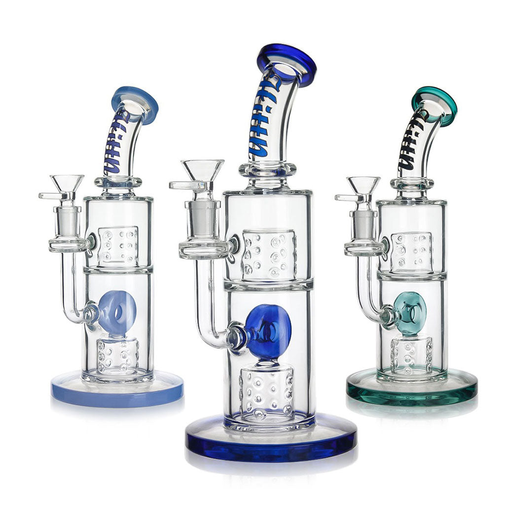 HITTN SLITTED CYLINDRICAL BARREL PERC & ROUND MILL CHAMBER BONG