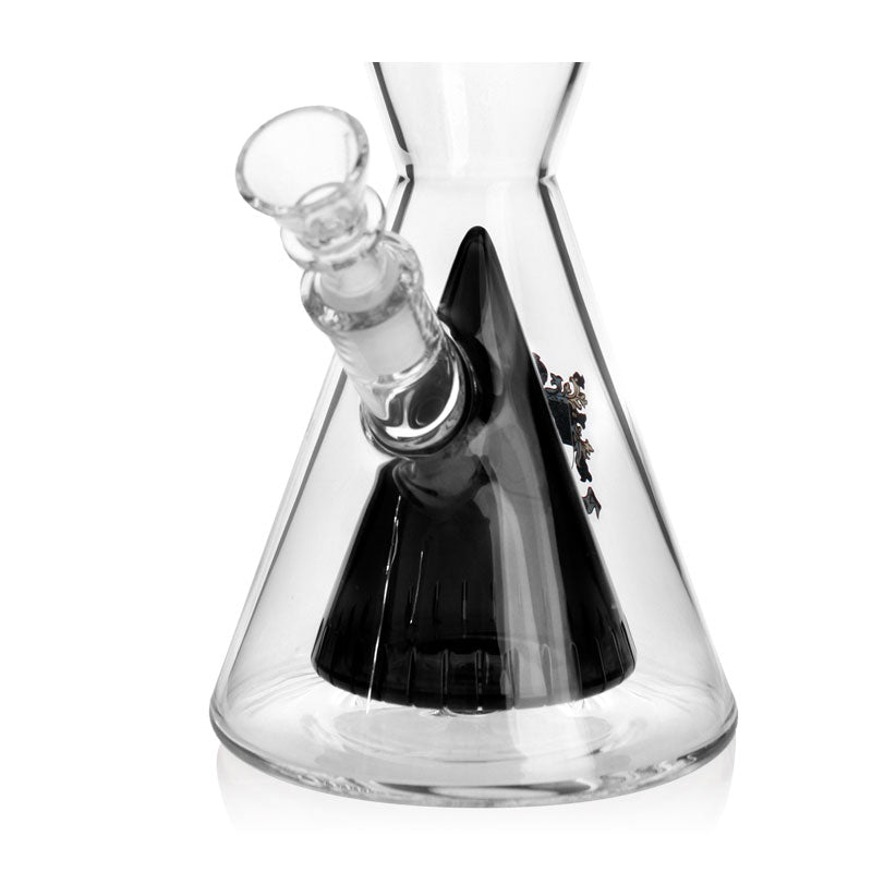Detail shot of pyramid percolator in Phoenix Star 10 inch black beaker bong