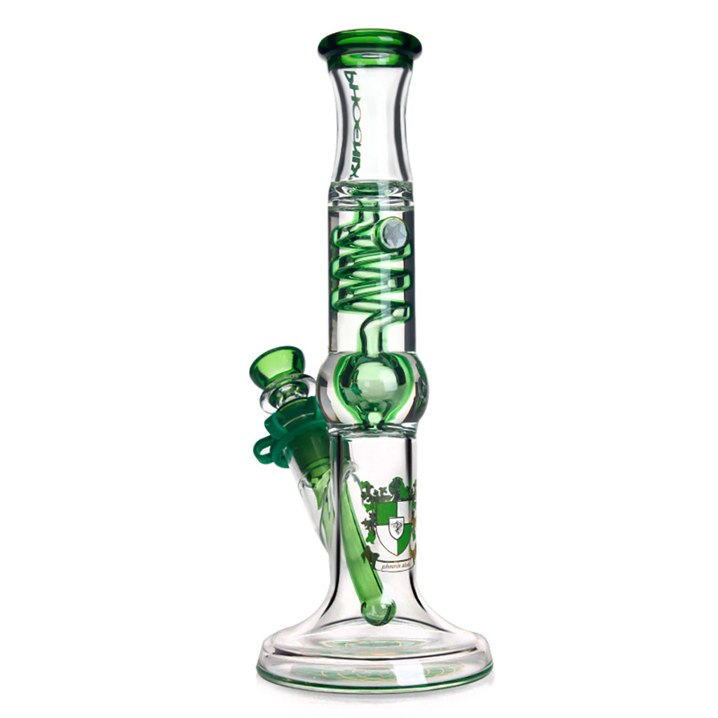 Shop Phoenix Star 11 inch freezable glycerin straight tube bong, green accent – buy now for cold, filtered smoke
