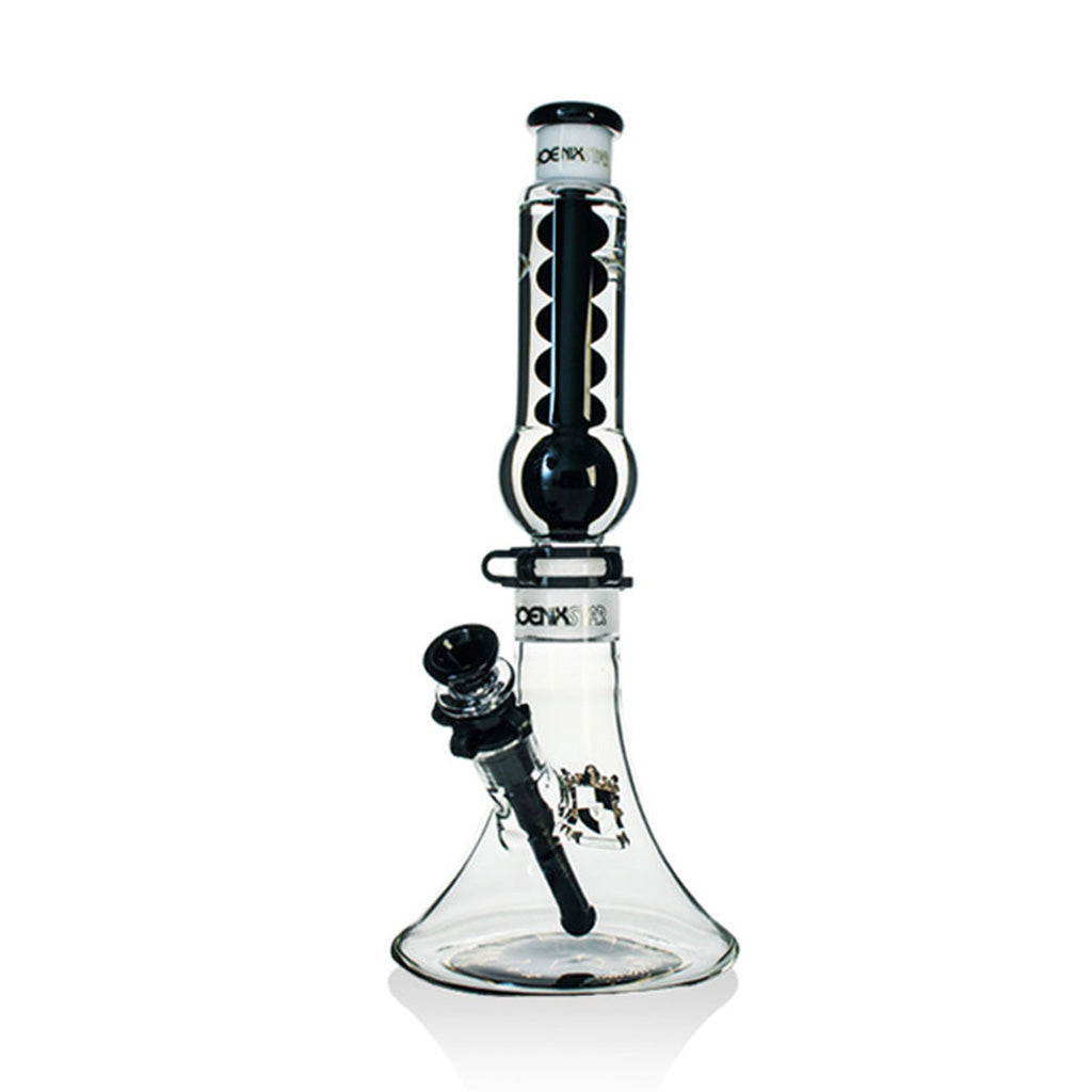 Phoenix Star 13 inch portable freezable coil bong in black with matching downstem and bowl piece