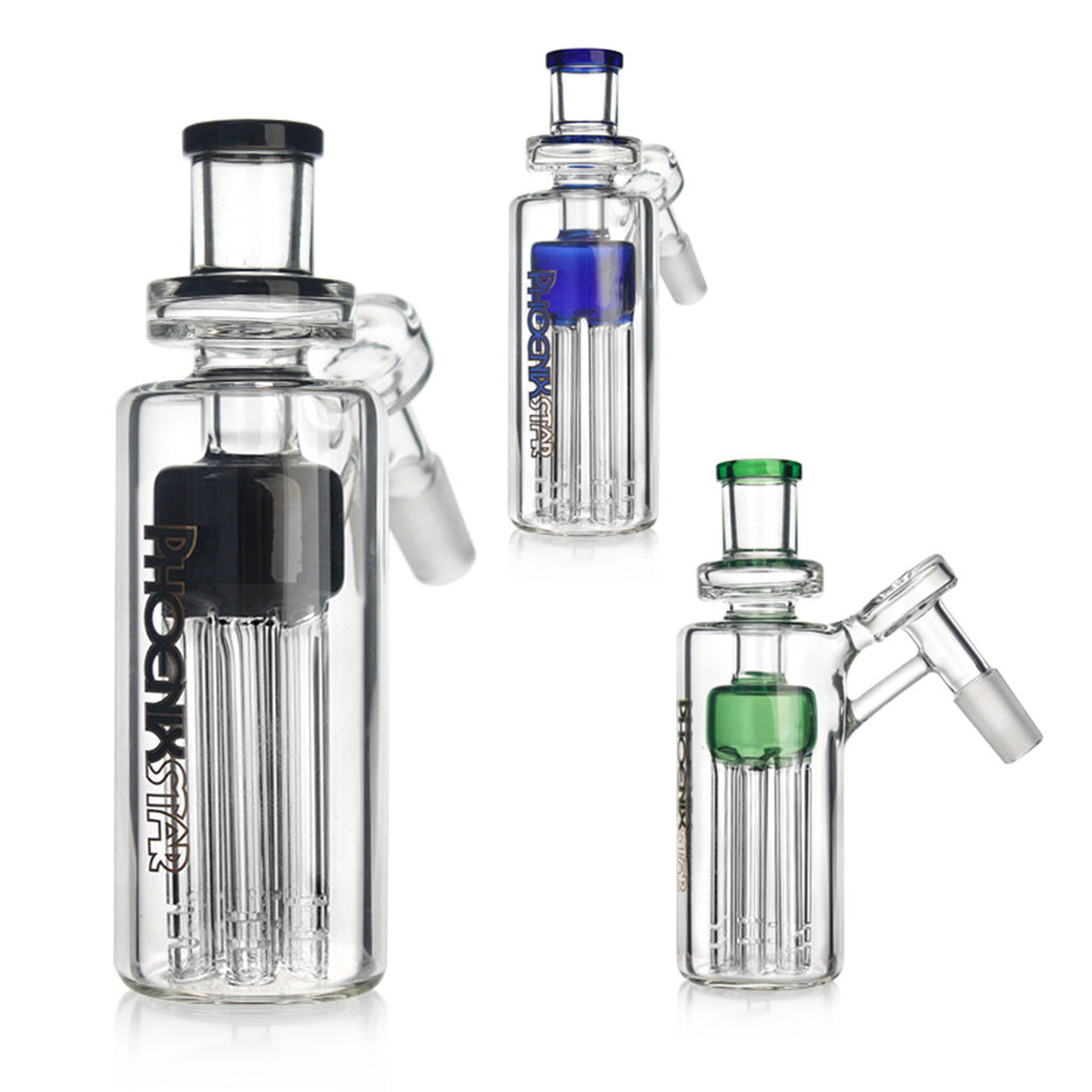 Phoenix Star 14mm 45 Degree 6 Arm Tree Ash Catcher multiple colors for sale – enhance your bong setup, shop at Fat Ass Glass