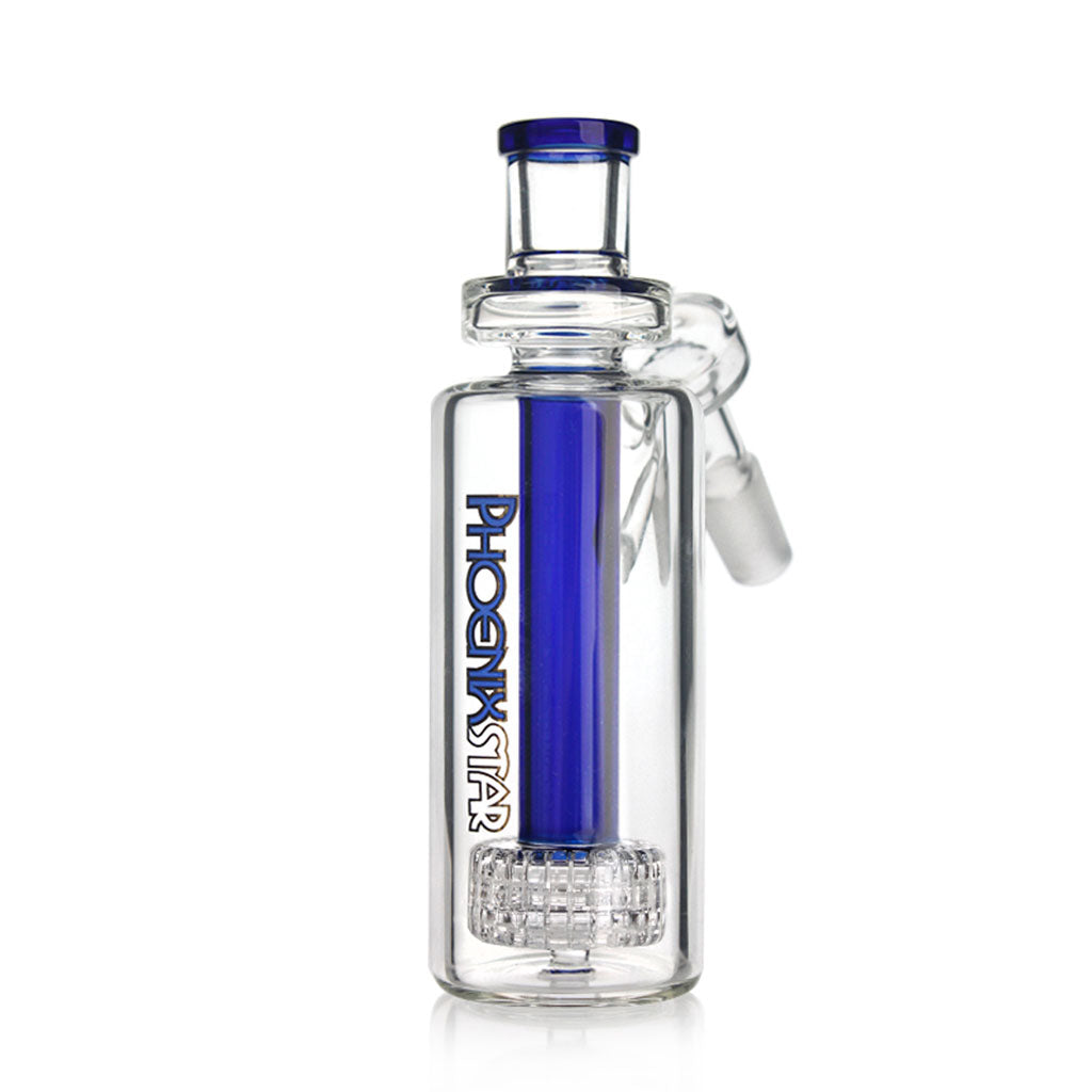 Blue Phoenix Star matrix perc ash catcher with 14mm female to male joint and 45 degree angle.