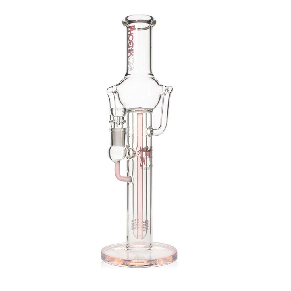 Phoenix Star 15.5 inch straight tube recycler bong in pink – buy premium glass bongs online at Fat Ass Glass