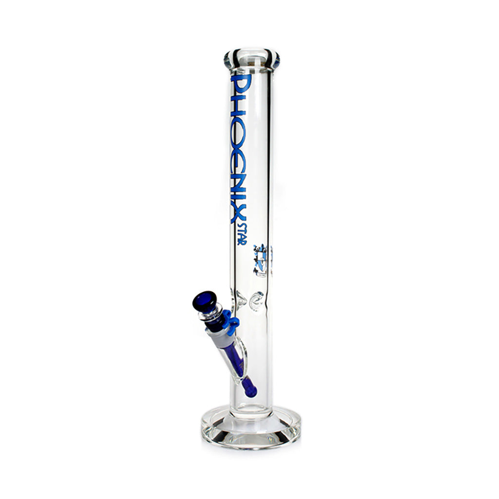 Shop 18 inch Phoenix Star straight tube bong with blue accent – 7mm thick glass for sale