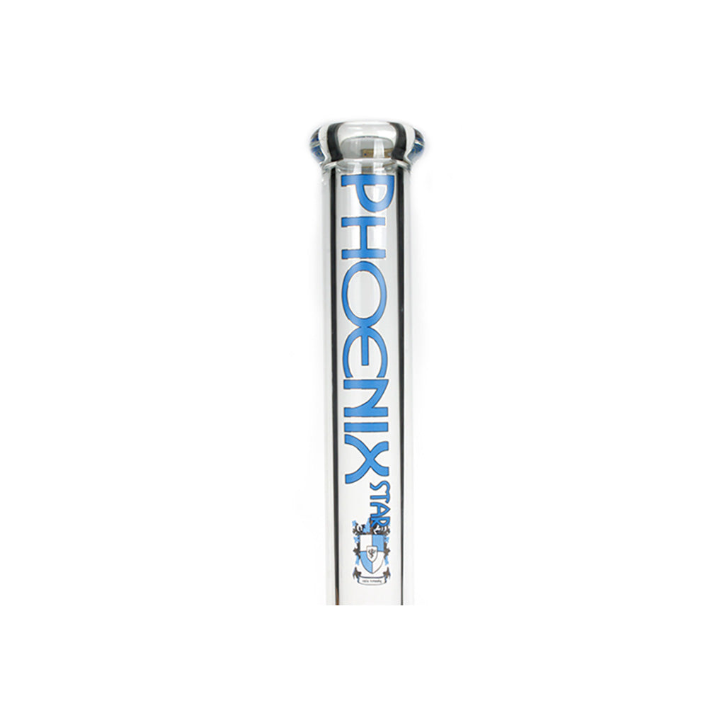 Phoenix Star straight tube bong with blue logo – 18 inch 7mm thick glass