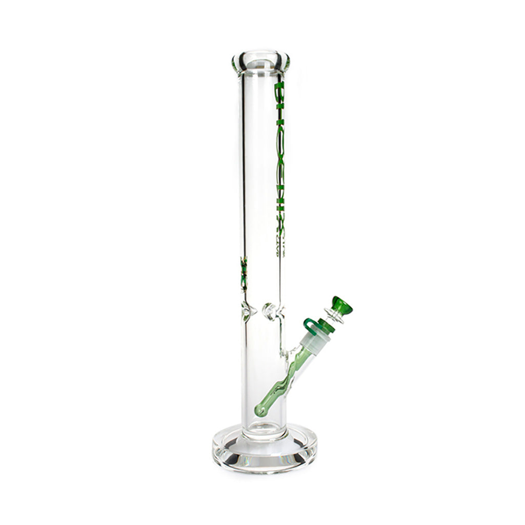 Phoenix Star 18 inch straight tube bong with green accent – shop 7mm thick water pipe