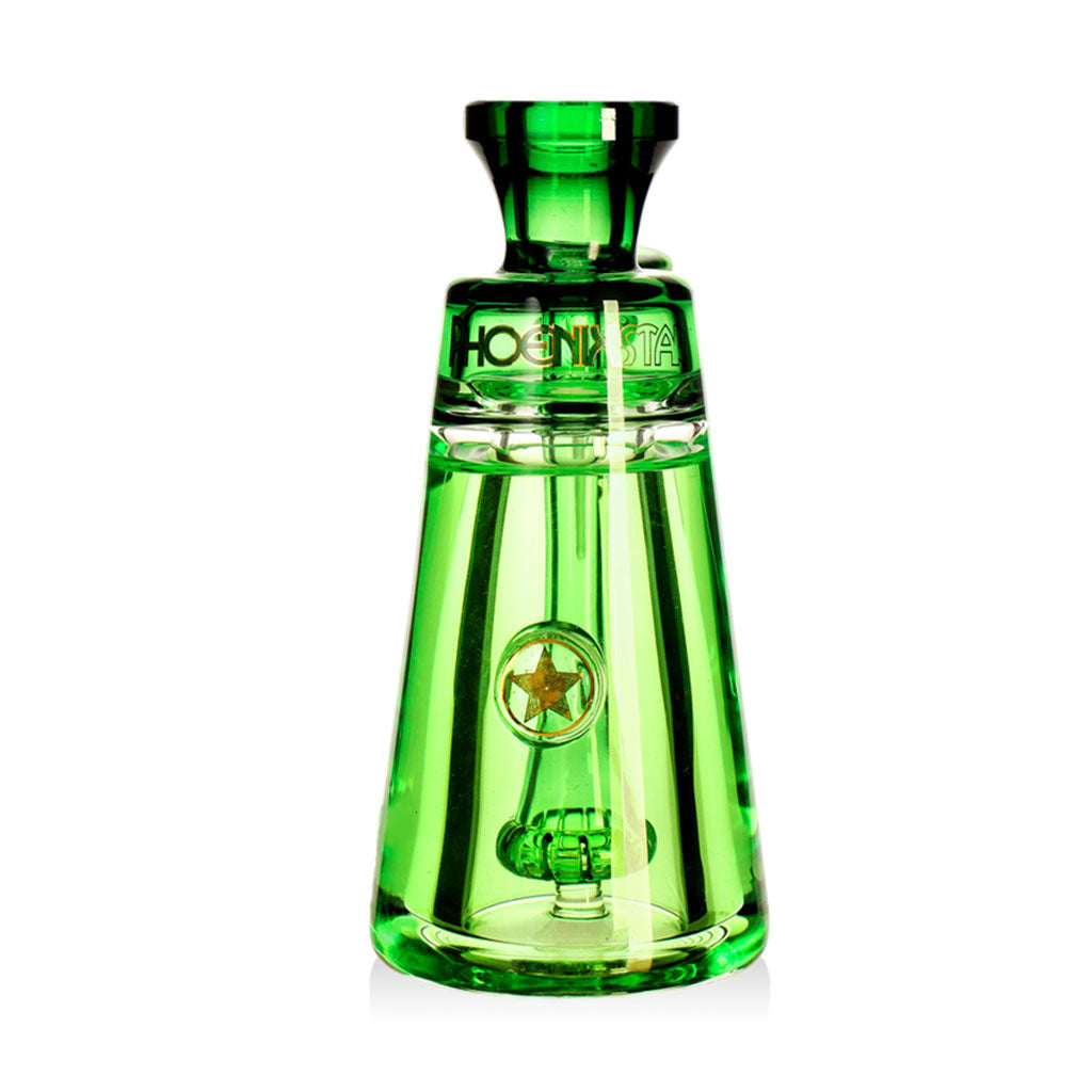 Full black-accent Phoenix Star modular triple stack bong with double matrix percs, available to order from Fat Ass Glass.