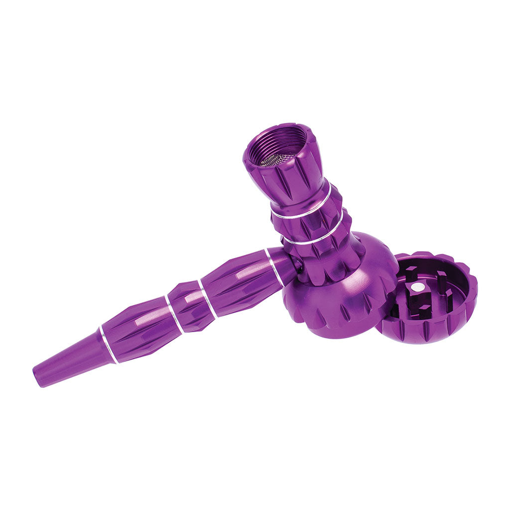 ALUMINUM RIBBED SMOKING PIPE WITH GRINDER