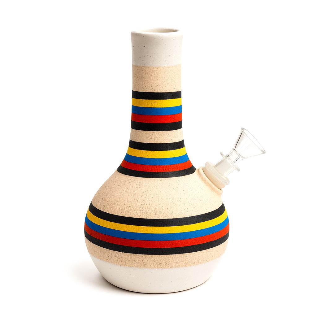 COLORFUL STRIPED CERAMIC BUBBLE VASE BONG