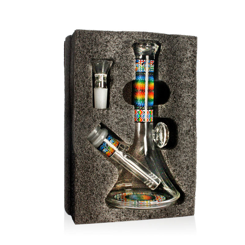 WigWag Beaker Box Set 7-inch glass bong securely packed in a foam box with bowl piece