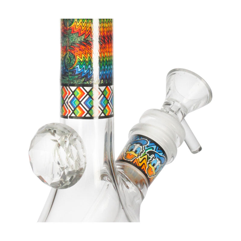 Close-up of 7-inch WigWag Beaker Box Set neck and bowl joint with detailed WigWag pattern