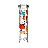 Close up of the tube showing the Hello Kitty character on the neck of the 10-inch beaker bong.