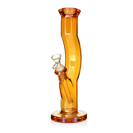 12-inch Metallic Terminator Hydrus bong in amber with a curved swan neck and removable downstem on a round base