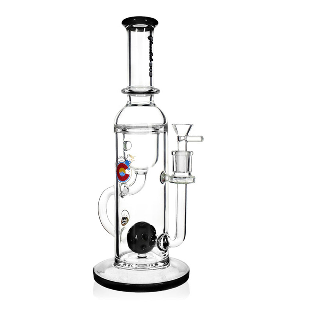 12-inch Ball Perc Incycler Bong with black accents, thick glass incycler for smooth diffusion