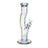 12-inch Metallic Terminator Hydrus bong in electric clear with a curved swan neck and removable downstem on a round base