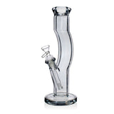 12-inch Metallic Terminator Hydrus bong in gray with a curved swan neck and removable downstem on a round base