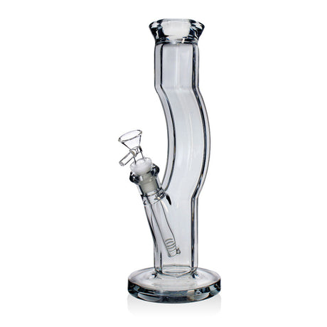 12-inch Metallic Terminator Hydrus bong in gray with a curved swan neck and removable downstem on a round base