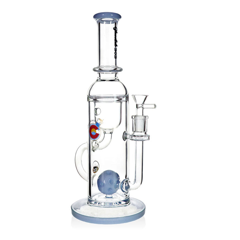 12-inch Ball Perc Incycler Bong with milk-blue accents, thick glass incycler for smooth diffusion