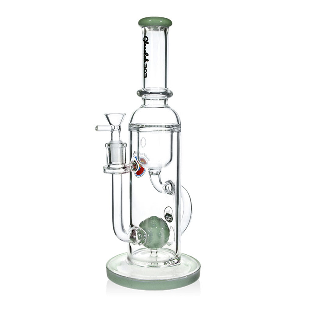 12-inch Ball Perc Incycler Bong with milk-green accents, thick glass incycler for smooth diffusion
