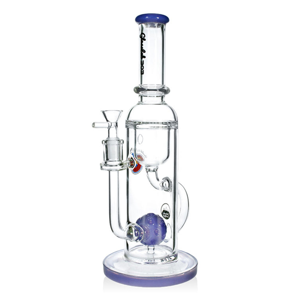12-inch Ball Perc Incycler Bong with milk-purple accents, thick glass incycler for smooth diffusion